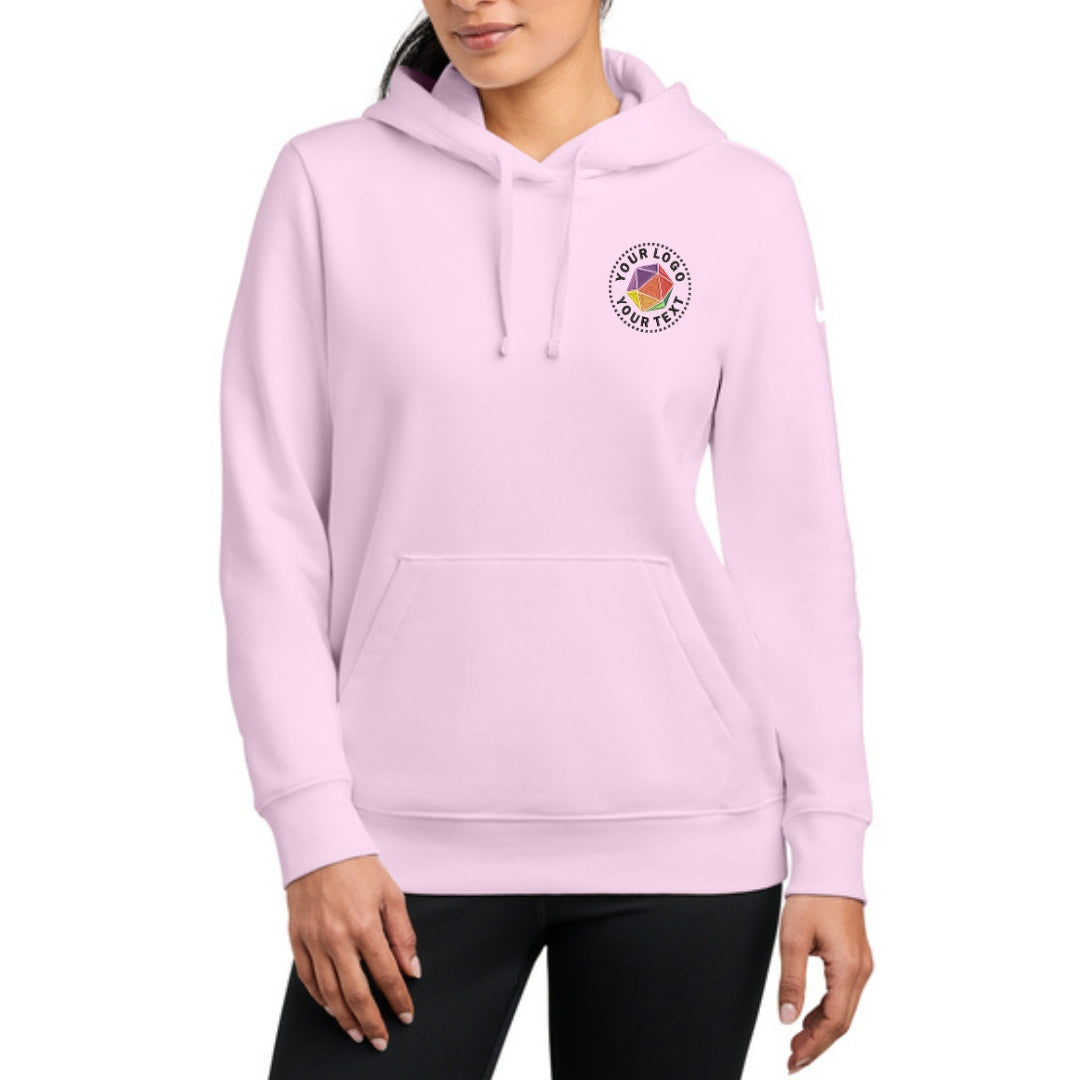 Custom Embroidered Nike Women's Club Fleece Sleeve Swoosh Pullover Hoodie - NKFD9889