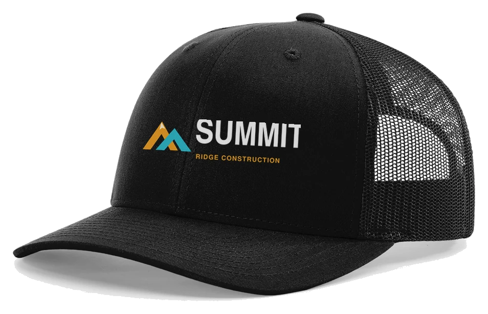 Richardson trucker hat with full-color sample logo