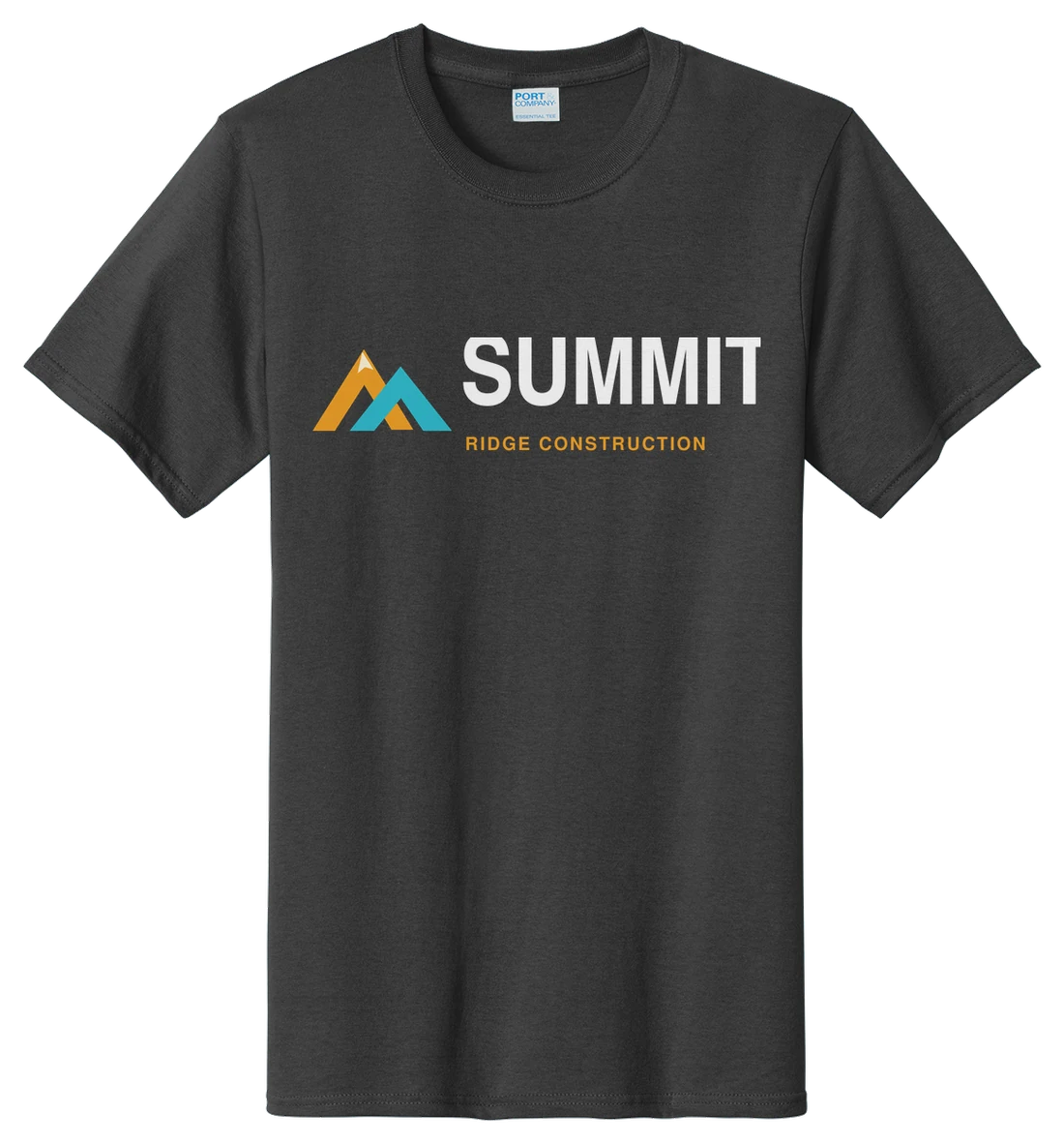 Black custom T-shirt with full-color sample business logo
