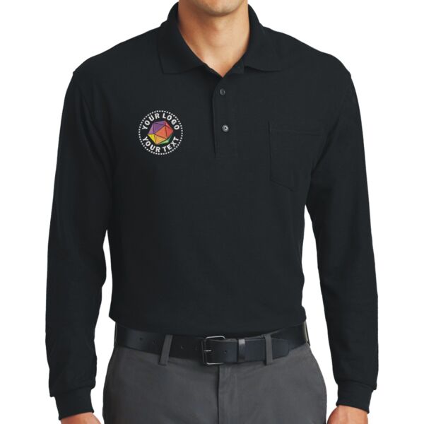 Long Sleeve Silk Touch Polo with Pocket Thumbnail