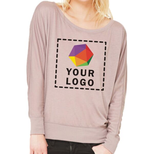 Ladies' Flowy Long-Sleeve Off Shoulder T-Shirt Thumbnail