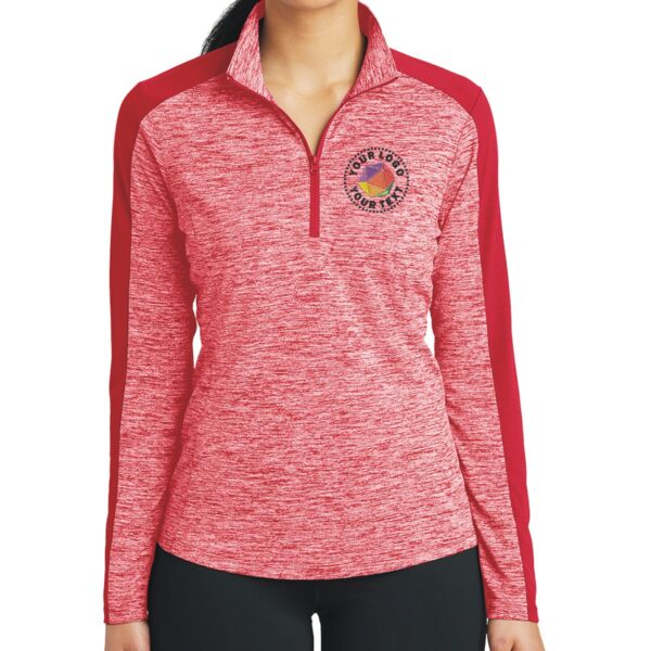 Ladies PosiCharge ® Electric Heather Colorblock 1/4 Zip Pullover Thumbnail
