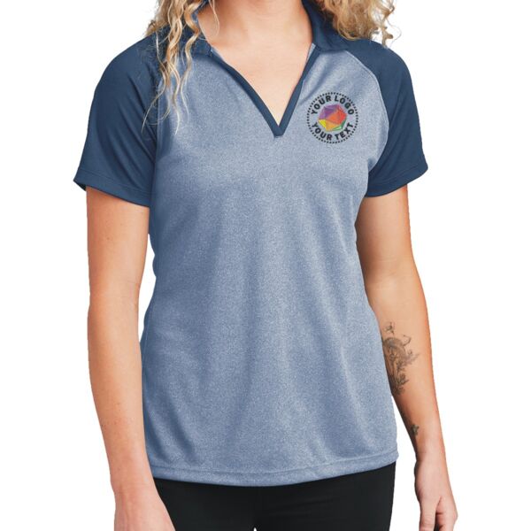 Ladies PosiCharge ® RacerMesh ® Raglan Heather Block Polo Thumbnail