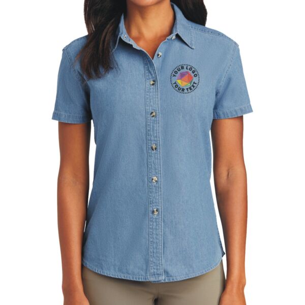 Ladies Short Sleeve Value Denim Shirt Thumbnail