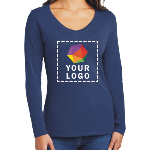 Ladies Long Sleeve Fan Favorite V Neck Tee Thumbnail