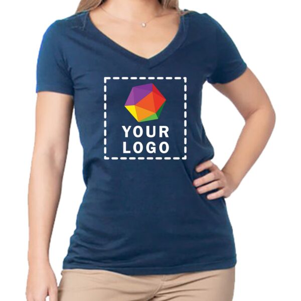 Ladies' Fine Jersey V-Neck T-Shirt Thumbnail
