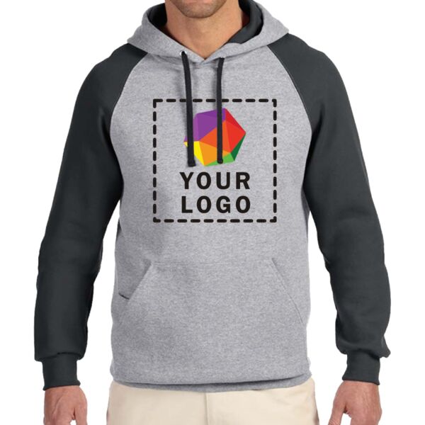 Adult 8 oz. NuBlend® Colorblock Raglan Pullover Hooded Sweatshirt Thumbnail