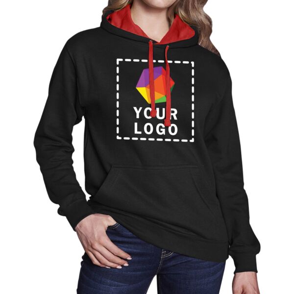 Adult 80/20 Midweight Varsity Contrast Hooded Sweatshirt Thumbnail